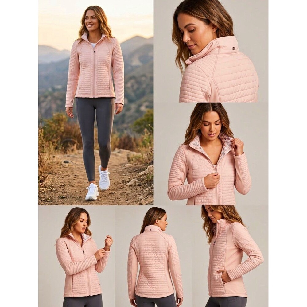 CALIA by Carrie Underwood Quilted Hybrid Jacket Blush Pink Fleece Lined S